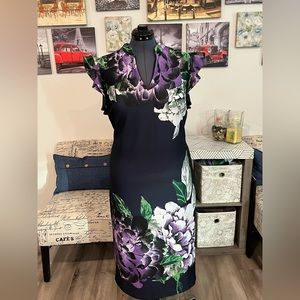Beautiful rich colored stretch midi dress